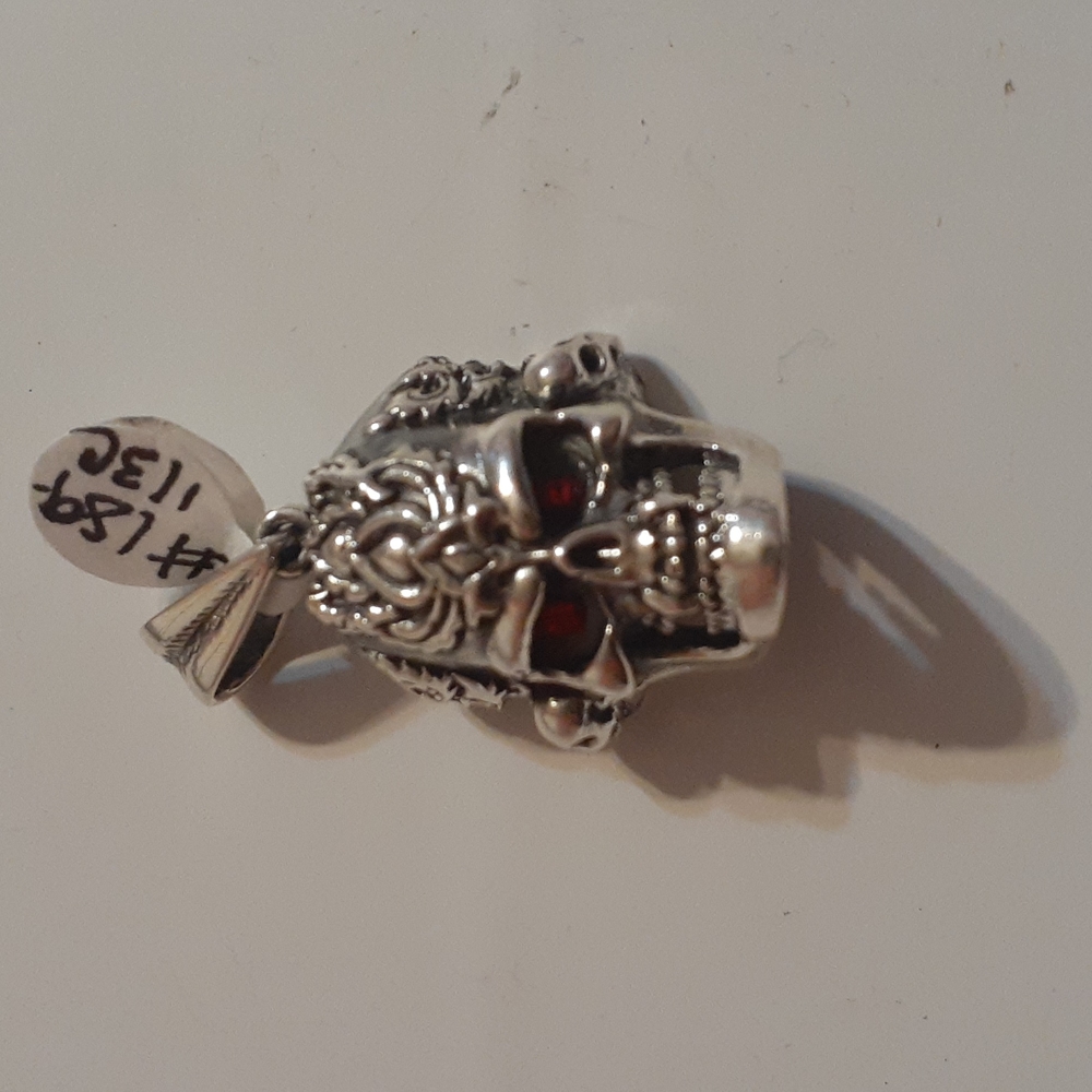 .925 Sterling Silver Skull Pendant